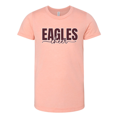 Youth Super Soft Cheer Words with Back Graphic Short Sleeve Graphic Tee - New Albany Eagles