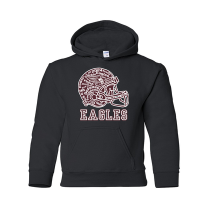 Youth Football Words Helmet Graphic Hoodie