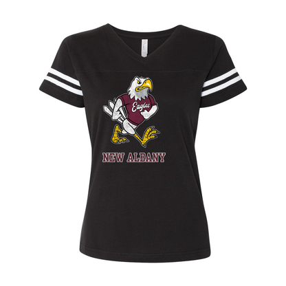 Women's Vintage Fighting Eagle Graphic Short Sleeve Football Ringer Tee