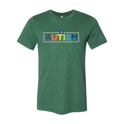 Adult Unisex "Autism Inspire Potential Celebrate Ability" Bridgeway Graphic Short Sleeve Tee