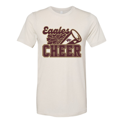 Adult Unisex Super Soft Megaphone Cheer Short Sleeve Graphic Tee - New Albany Eagles