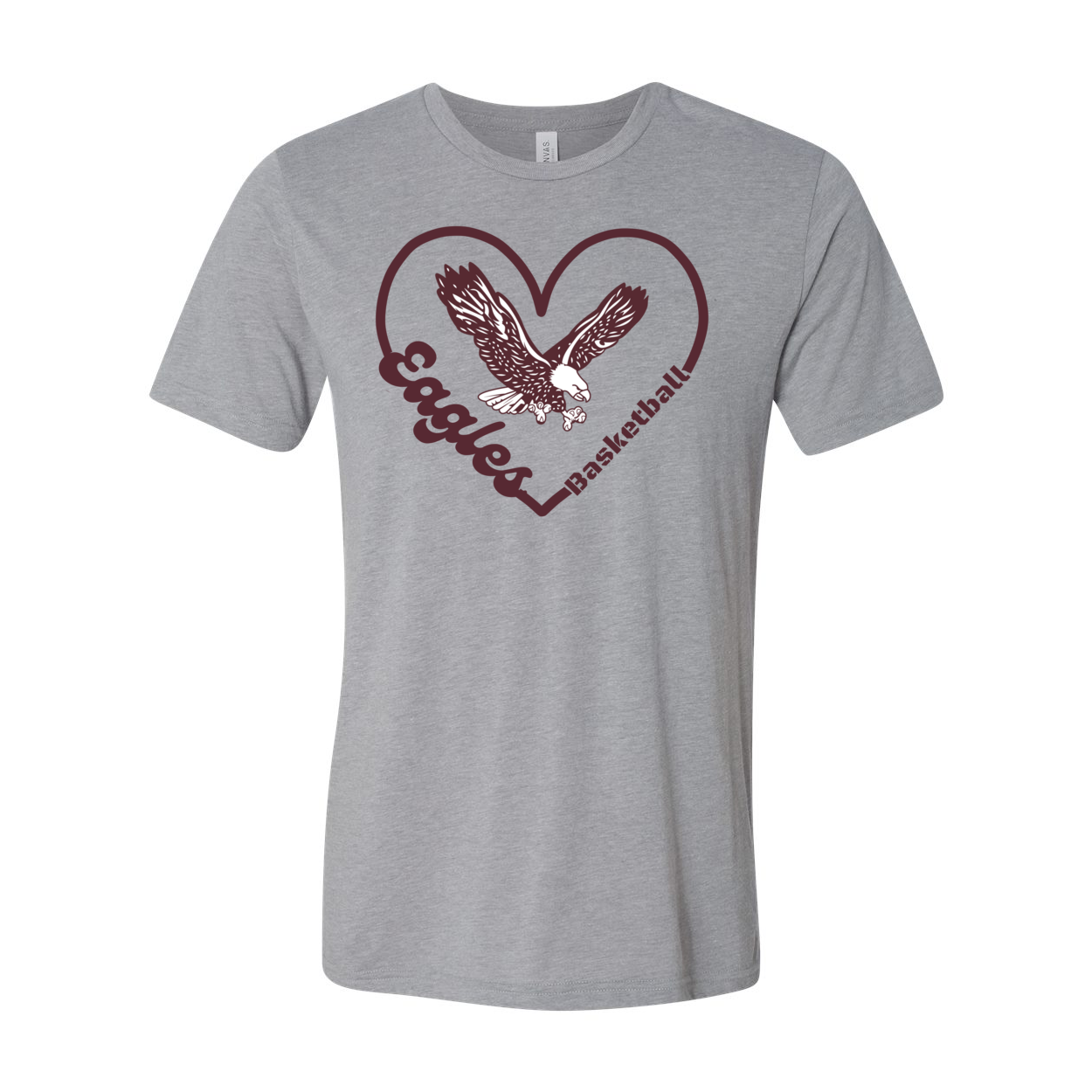 Adult Unisex Super Soft Eagles Basketball Heart Short Sleeve Graphic Tee