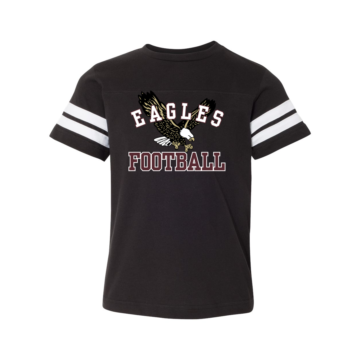Youth Flying Football Eagle Graphic Short Sleeve Football Ringer Tee