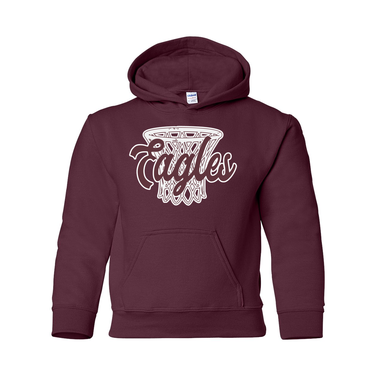 Youth Vintage Eagles Hoops Basketball Graphic Hoodie