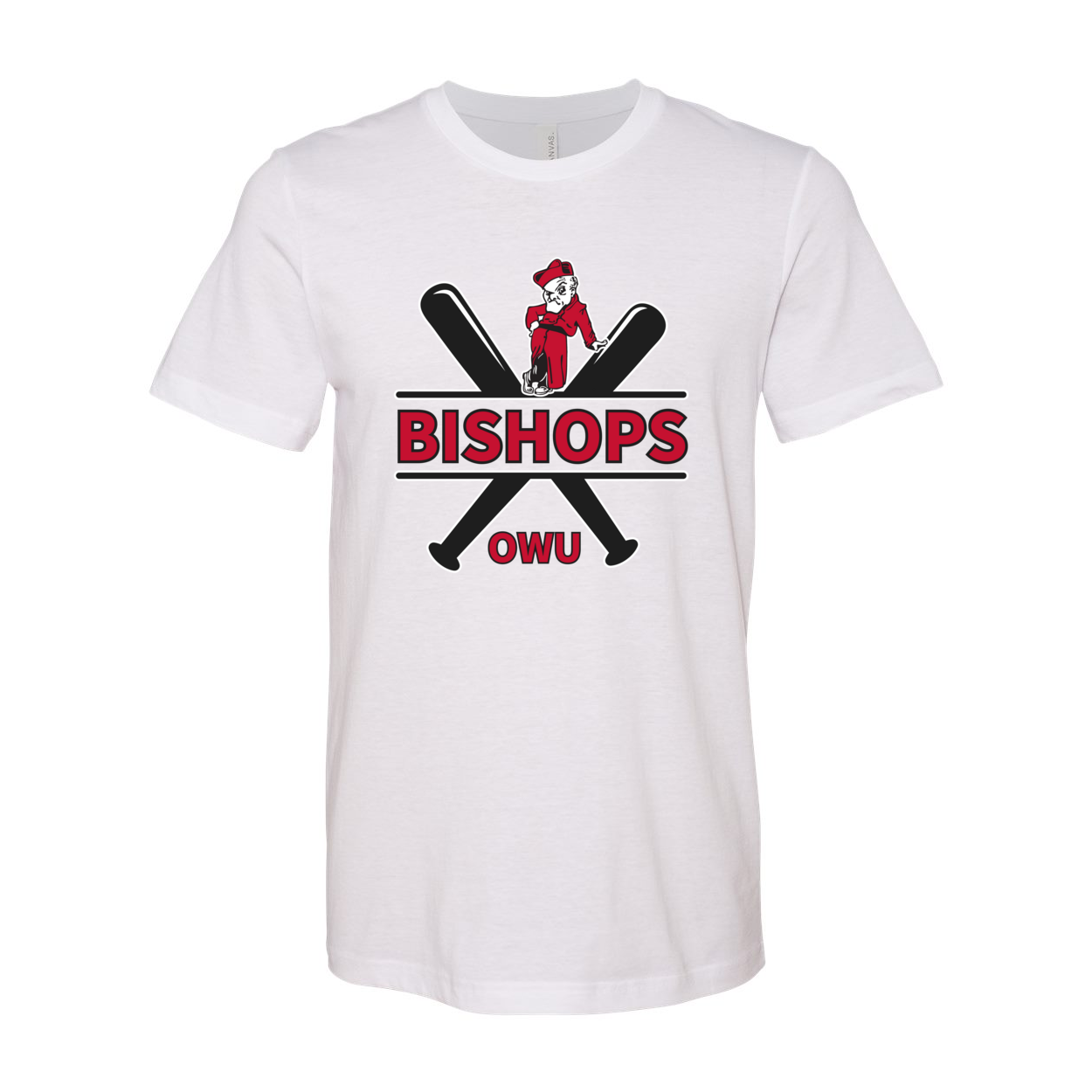 Adult Unisex Bishops Baseball Crossbat Graphic Short Sleeve Soft Tee - Ohio Wesleyan University