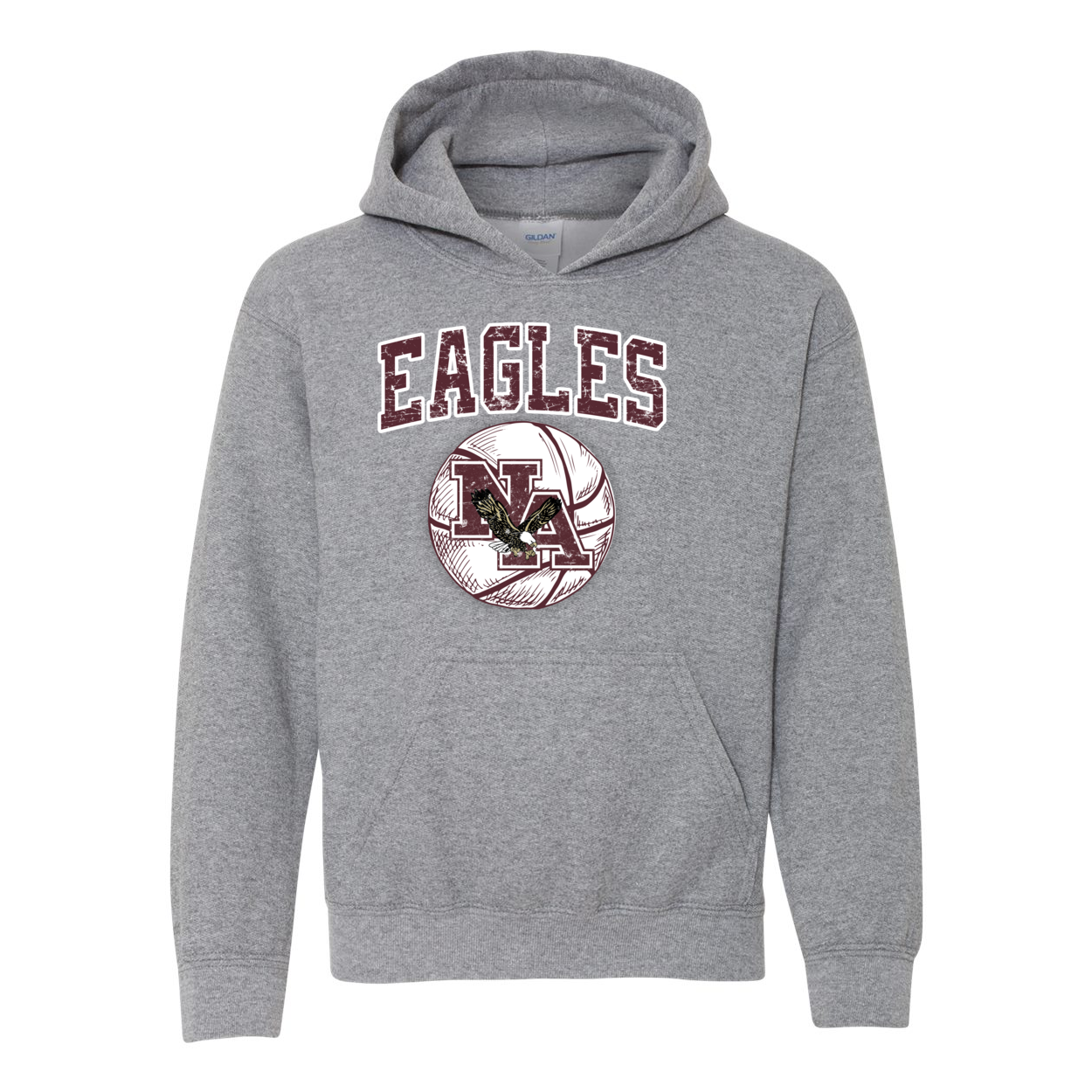 Youth Vintage Eagles Basketball Graphic Hoodie