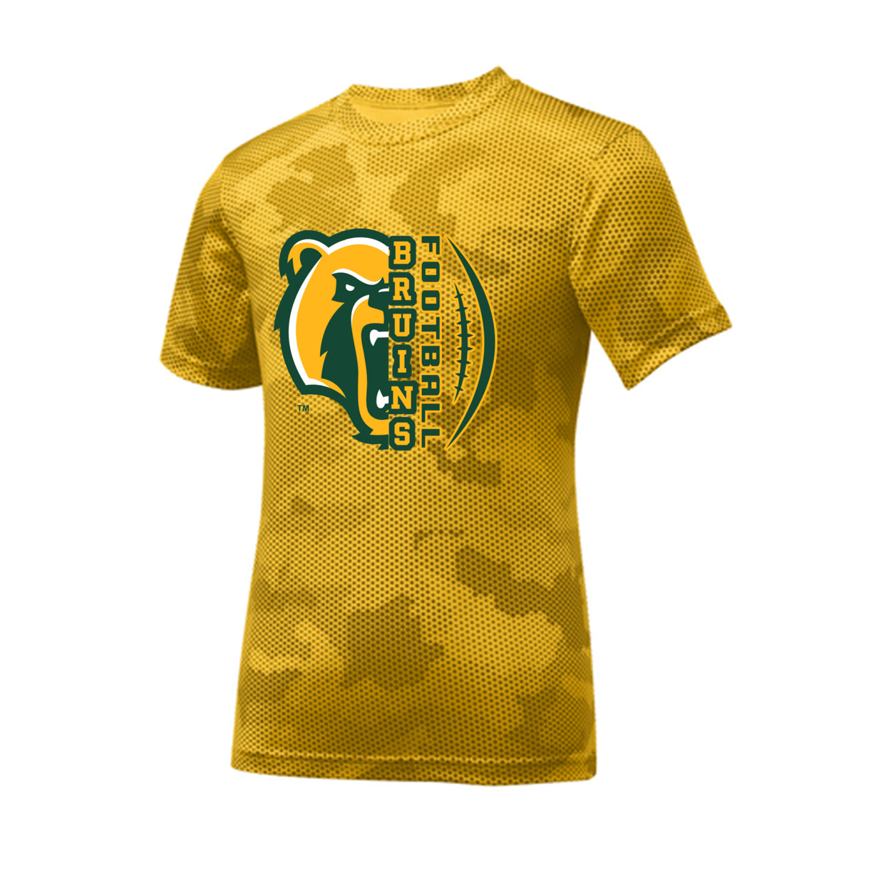 Youth Epic Bruin Football Graphic Short Sleeve Camo Competitor Performance Tee