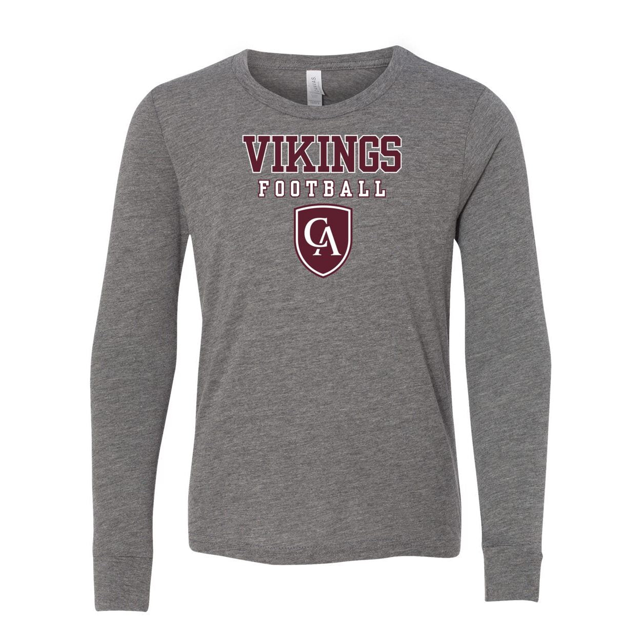 Youth Columbus Academy Vikings Football Bella + Canvas Long Sleeve Soft Tee