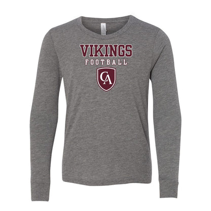 Youth Columbus Academy Vikings Football Bella + Canvas Long Sleeve Soft Tee