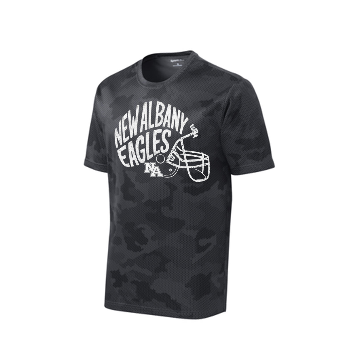 Youth New Albany Vintage Vibes Football Helmet Graphic Short Sleeve Camo Competitor Performance Tee
