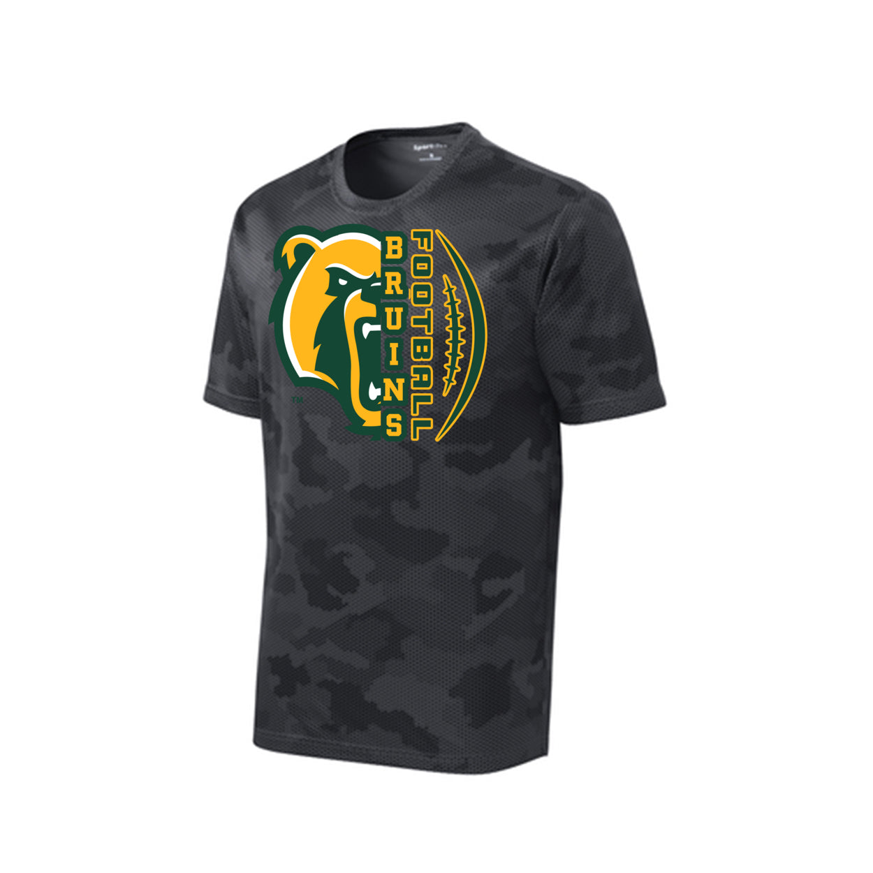 Youth Epic Bruin Football Graphic Short Sleeve Camo Competitor Performance Tee