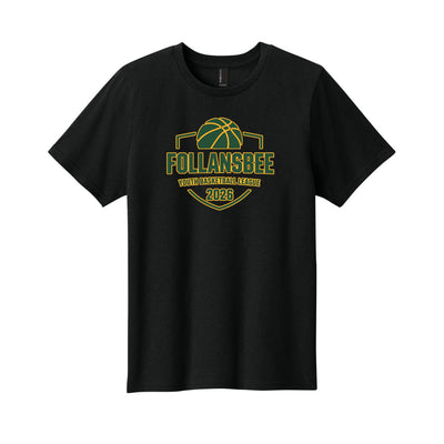 Kids Follansbee Youth Basketball Tee - Green and Gold Logo
