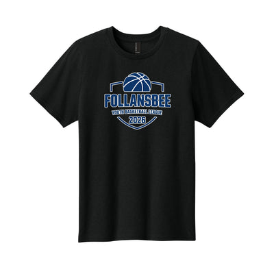 Kids Follansbee Youth Basketball Tee - Blue and White Logo