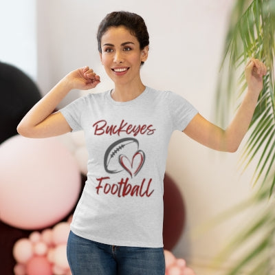 Women’s Super Soft Heart Buckeyes Football Short Sleeve Graphic Tee