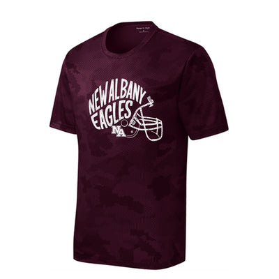 Youth New Albany Vintage Vibes Football Helmet Graphic Short Sleeve Camo Competitor Performance Tee