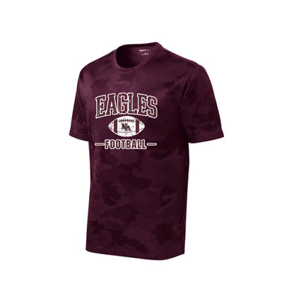 Men's Eagles Football Vintage Distressed Graphic Short Sleeve Camo Competitor Performance Tee