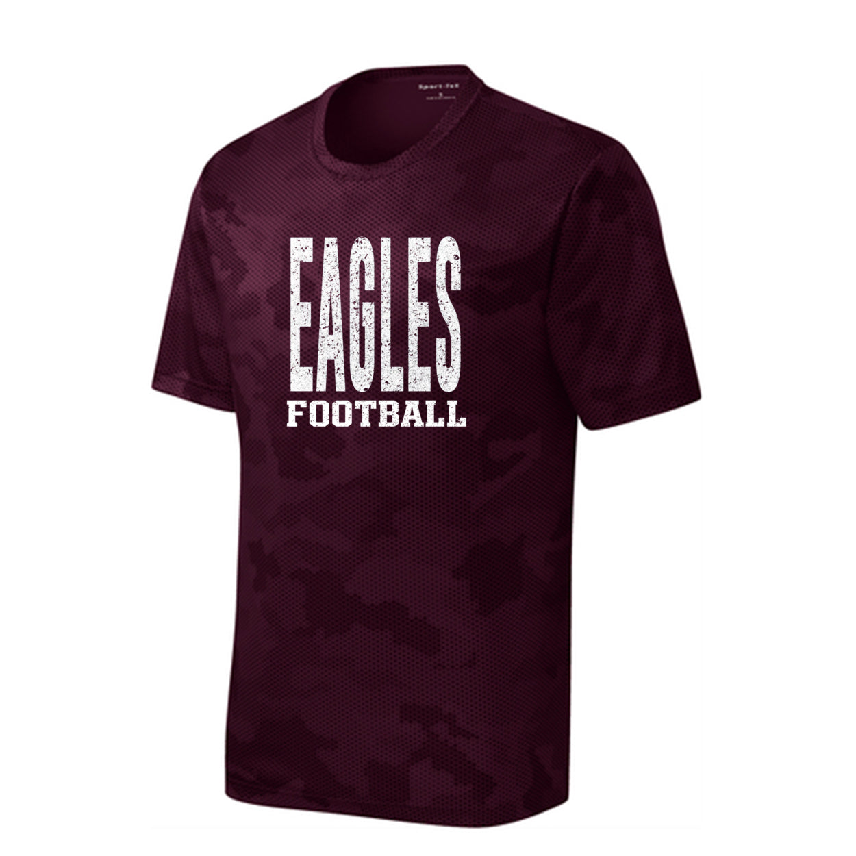 Youth New Albany Football Distressed Enlarged Graphic Short Sleeve Camo Competitor Performance Tee