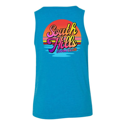 Youth South Hills Swim Club Sunset Script Graphic Tank