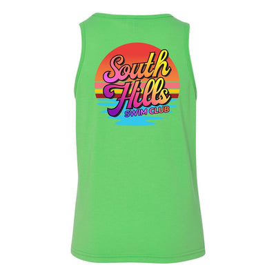 Youth South Hills Swim Club Sunset Script Graphic Tank
