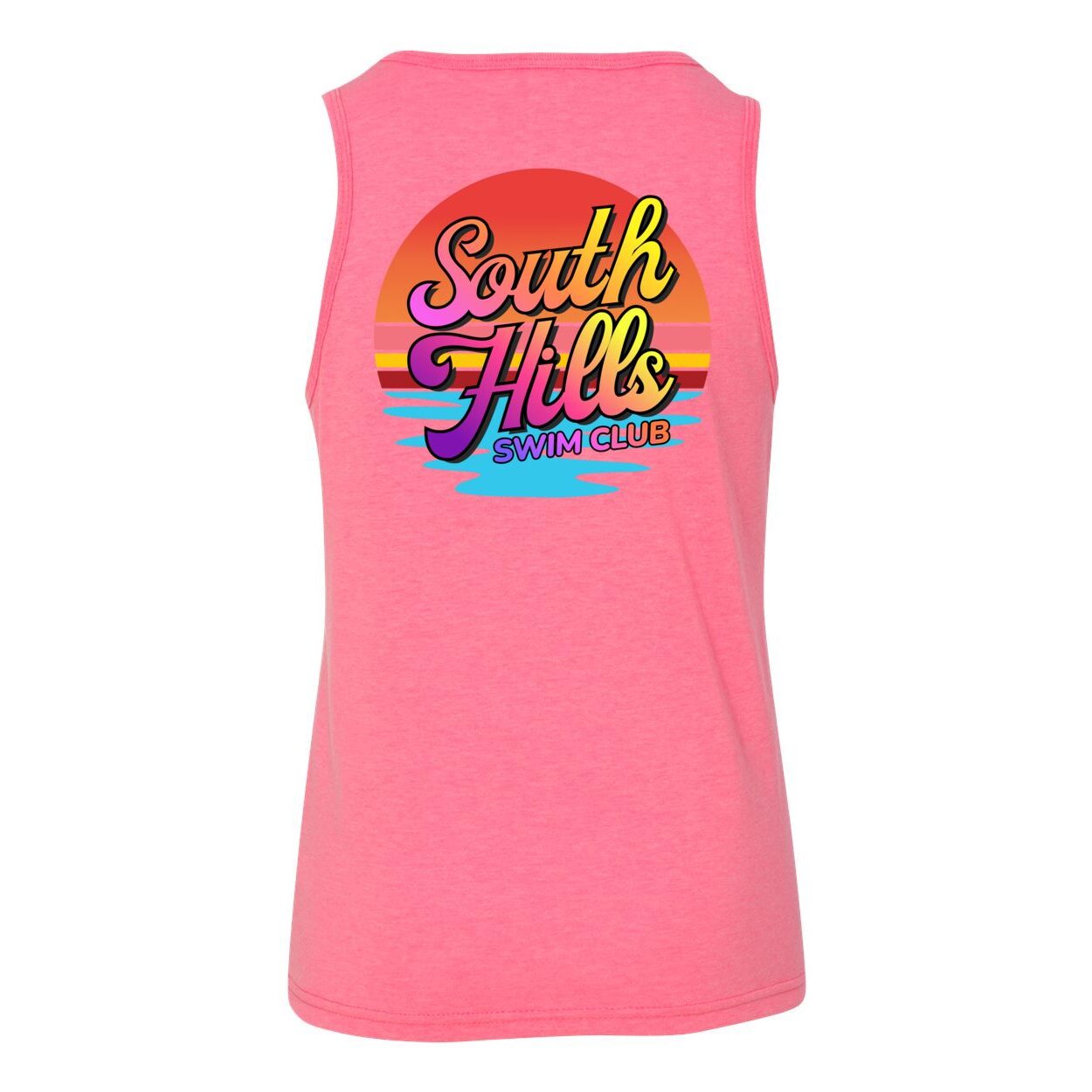 Youth South Hills Swim Club Sunset Script Graphic Tank