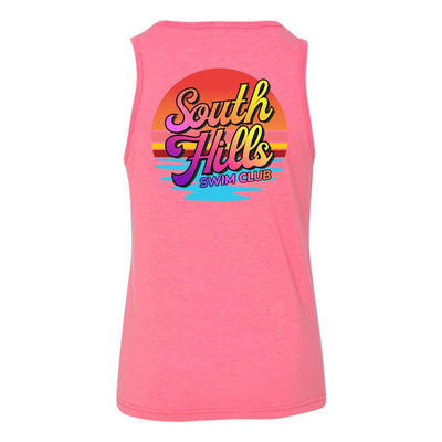 Youth South Hills Swim Club Sunset Script Graphic Tank
