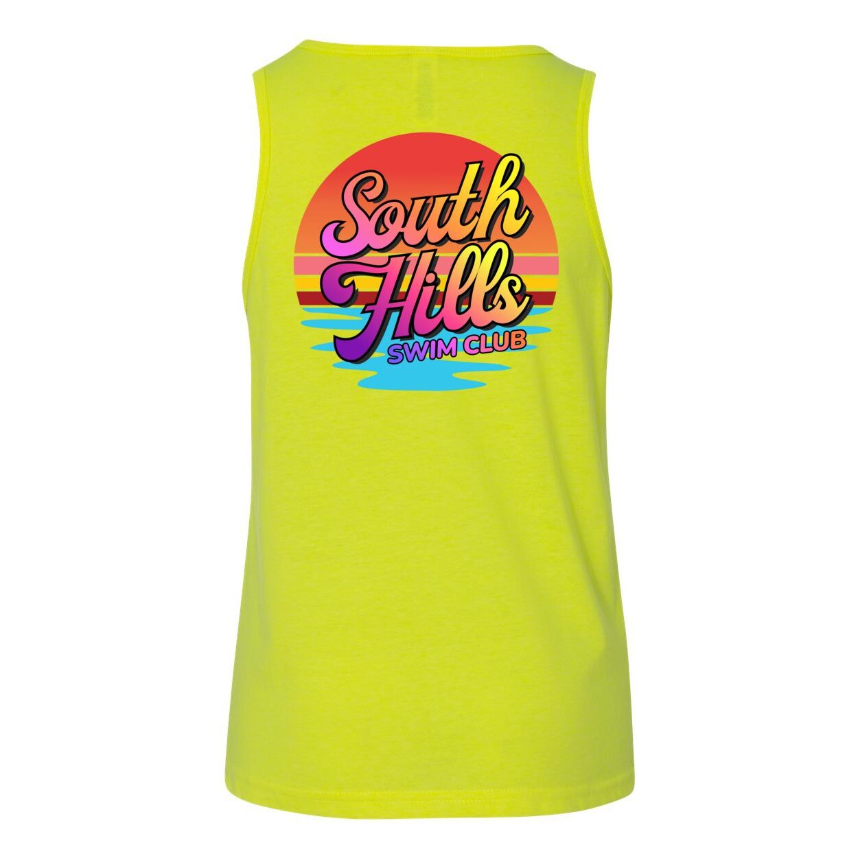 Youth South Hills Swim Club Sunset Script Graphic Tank