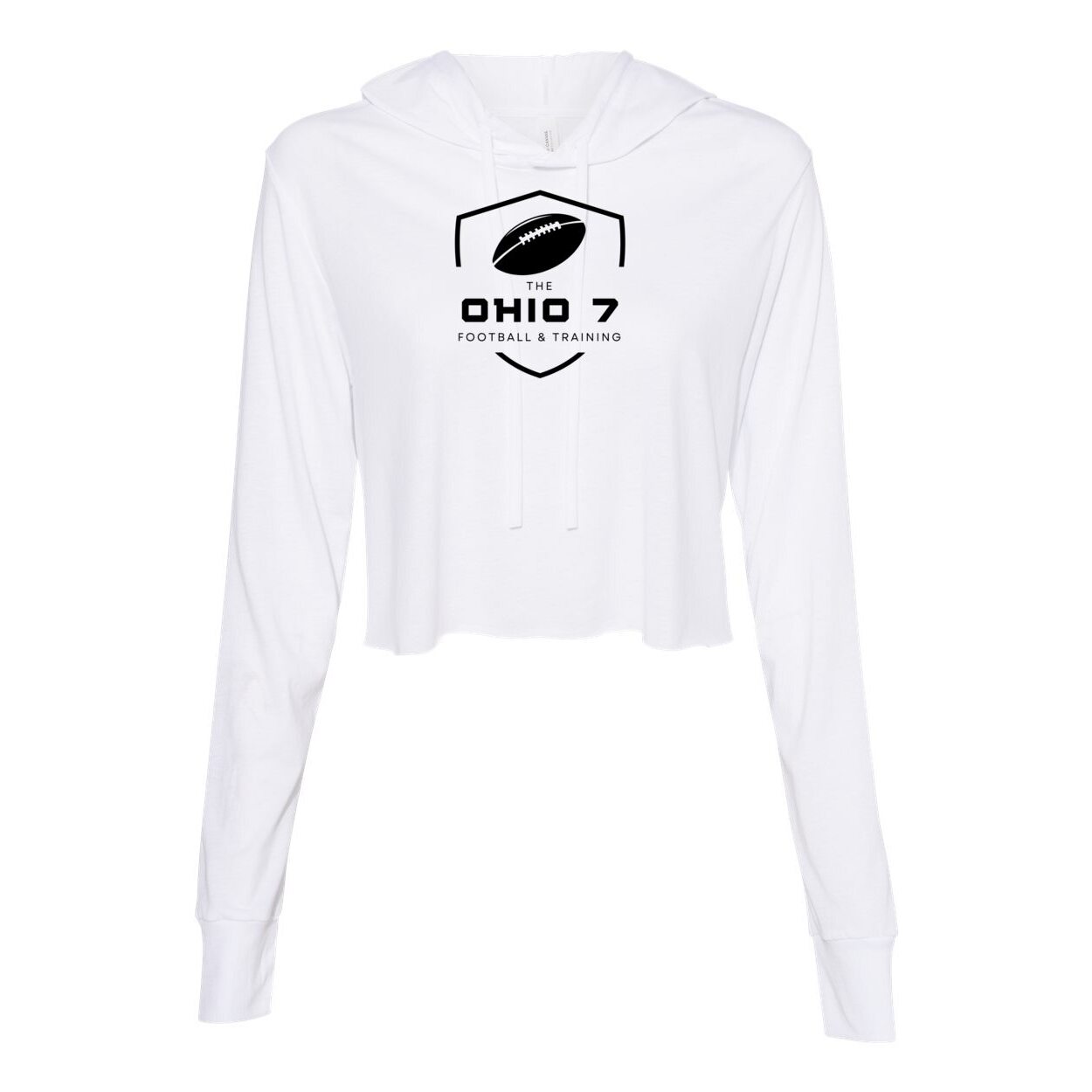 Women’s The Ohio 7 Black Logo Super Soft Cropped Long Sleeve Hooded Tee