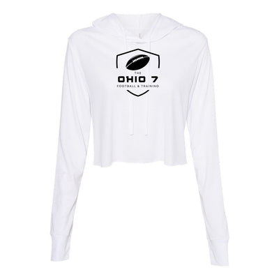 Women’s The Ohio 7 Black Logo Super Soft Cropped Long Sleeve Hooded Tee