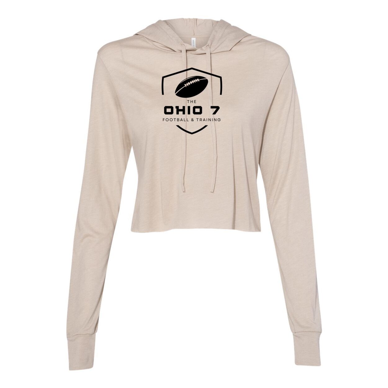 Women’s The Ohio 7 Black Logo Super Soft Cropped Long Sleeve Hooded Tee