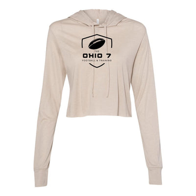 Women’s The Ohio 7 Black Logo Super Soft Cropped Long Sleeve Hooded Tee