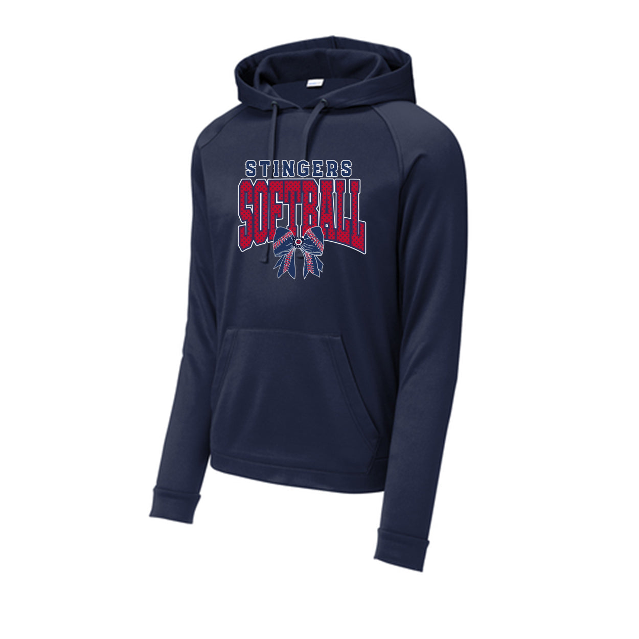 Adult Unisex Stingers Softball Stitched Bow Graphic Sport-Tek® Re-Compete Fleece Pullover Performanc Hoodie