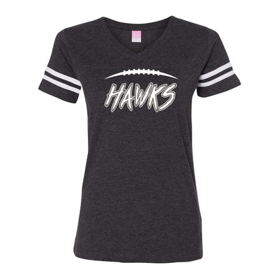 Women's Westerville Central Fighting Football Hawks Graphic Football V-Neck Jersey Tee
