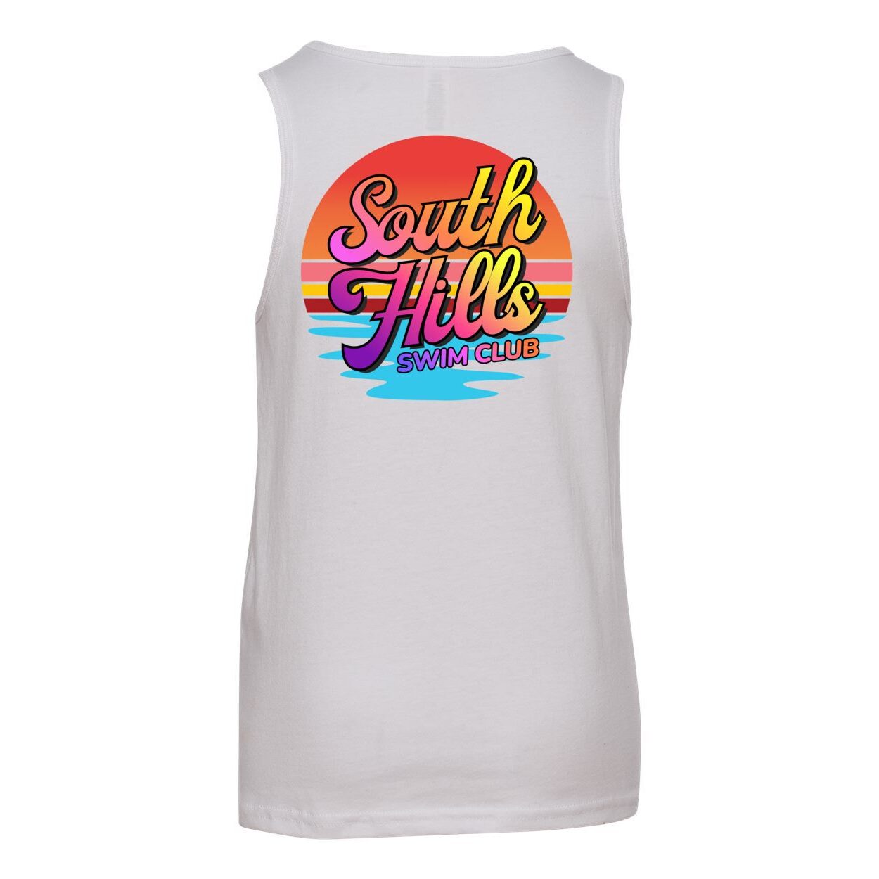 Youth South Hills Swim Club Sunset Script Graphic Tank