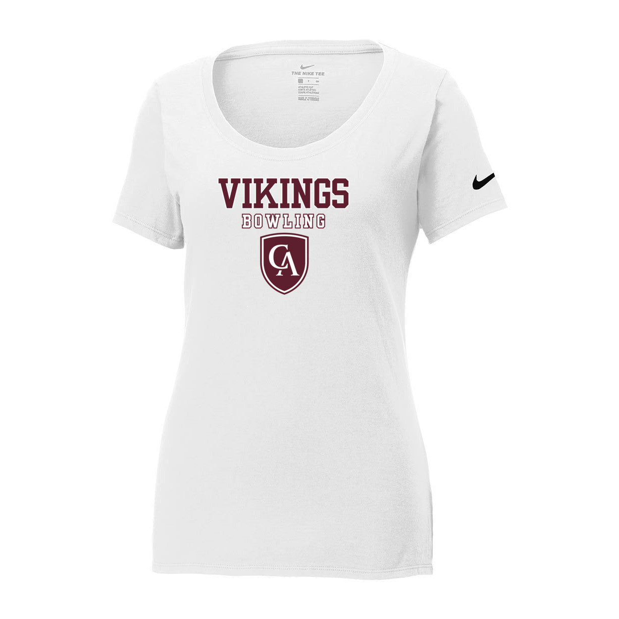Women's Columbus Academy Vikings Bowling Graphic Nike Core Cotton Scoop Neck Tee