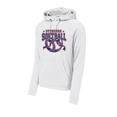 Adult Unisex Stingers Softball Spirit Bow Graphic Sport-Tek® Re-Compete Fleece Pullover Performanc Hoodie