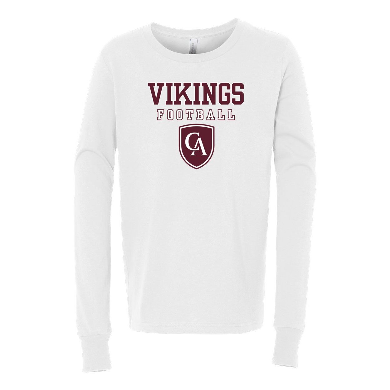 Youth Columbus Academy Vikings Football Bella + Canvas Long Sleeve Soft Tee