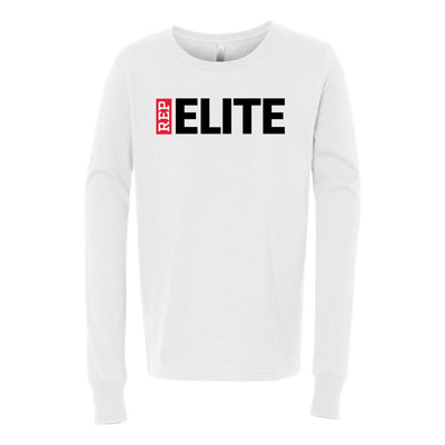 Youth REP Elite Logo Graphic Long Sleeve Soft Tee - White