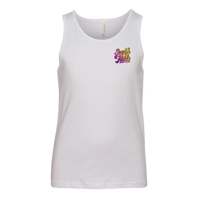 Youth South Hills Swim Club Sunset Script Graphic Tank