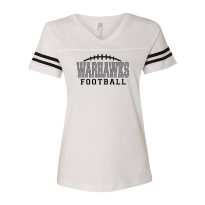 Women's Westerville Central Warhawks Football Laces Graphic Football V-Neck Jersey Tee