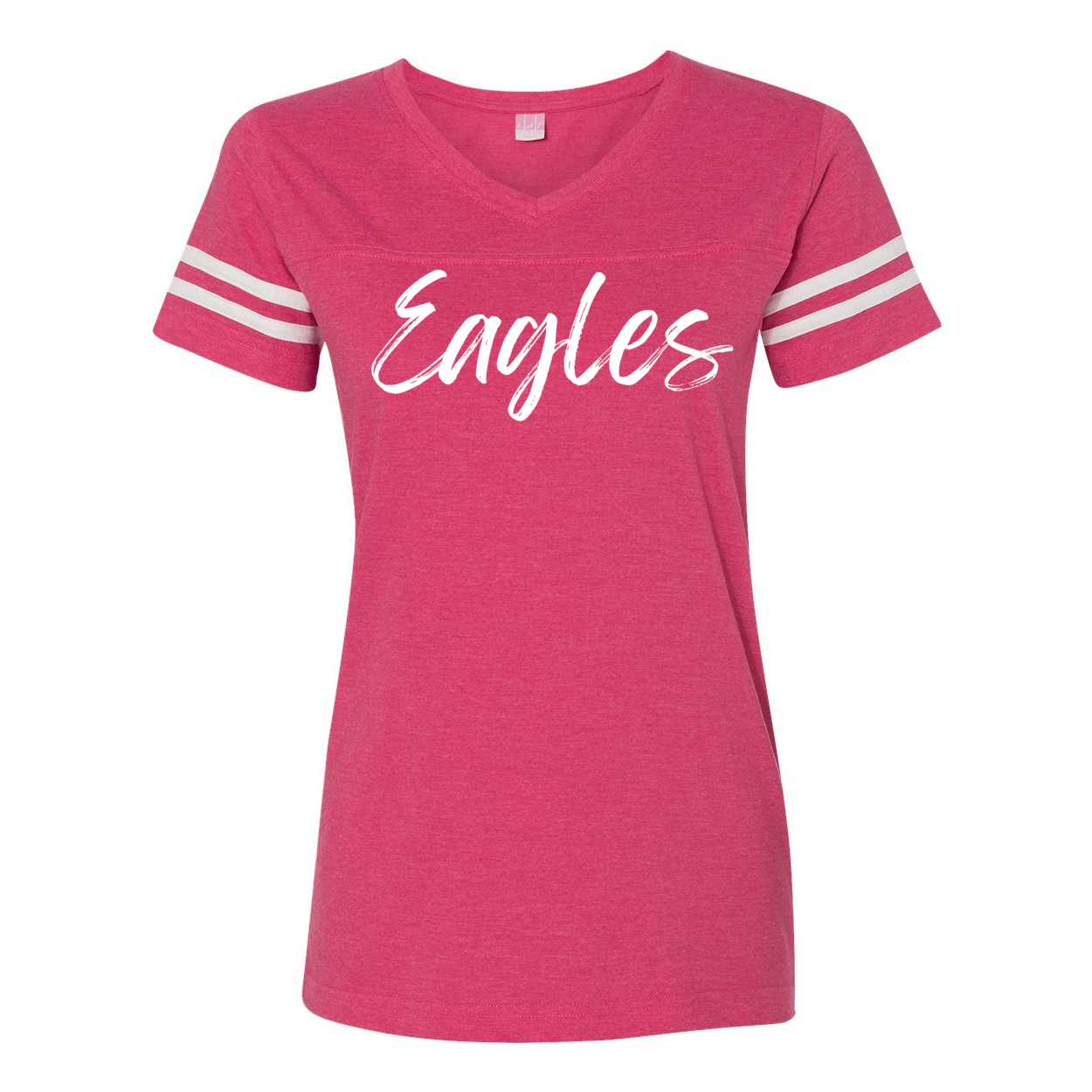 Women's Team Spirit Script Logo Short Sleeve Graphic Football Ringer Tee - New Albany Eagles