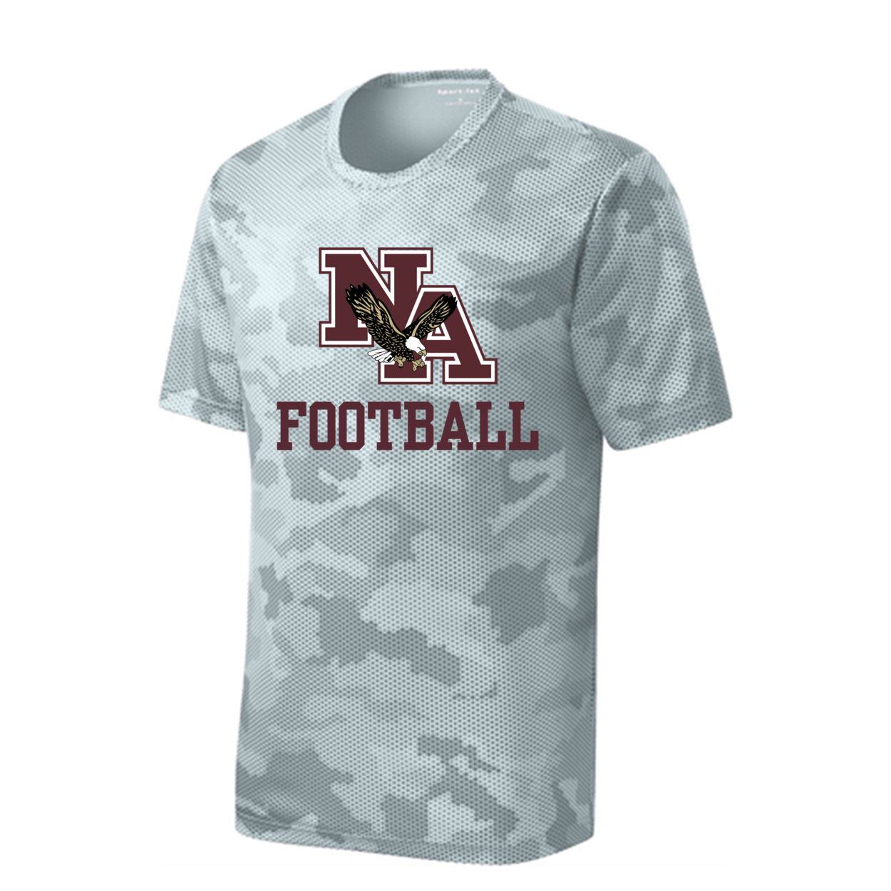 Youth Camo Football Logo Competitor Performance Short Sleeve Graphic Tee - New Albany Eagles