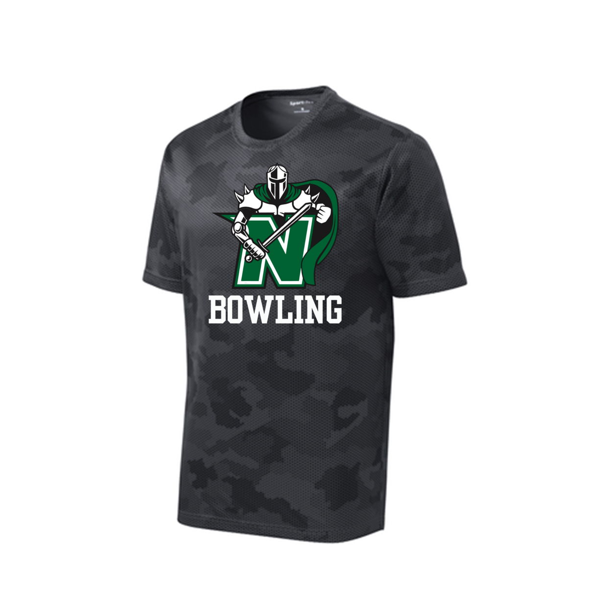 Youth Camo Logo Bowling Competitor Performance Short Sleeve Graphic Tee - Nordonia Knights