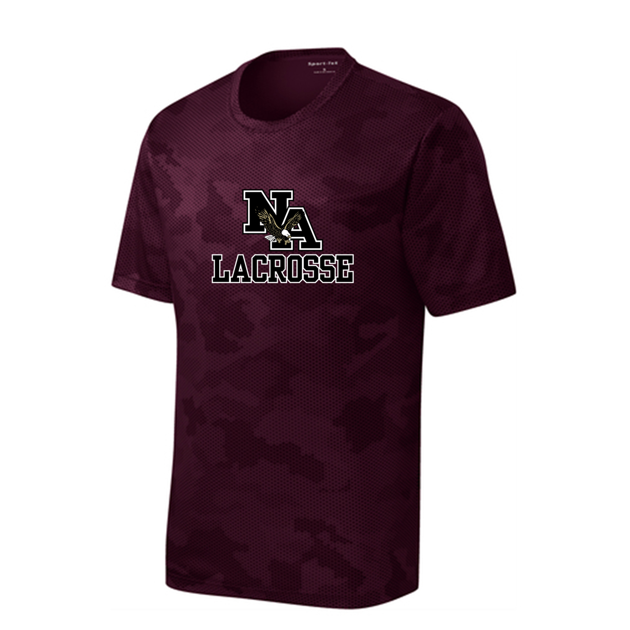 Youth Camo Lacrosse Logo Competitor Performance Short Sleeve Graphic Tee - New Albany Eagles