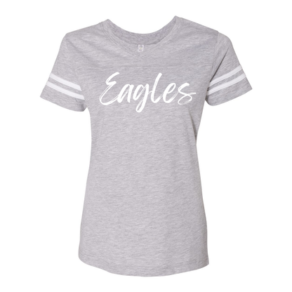 Women's Team Spirit Script Logo Short Sleeve Graphic Football Ringer Tee - New Albany Eagles