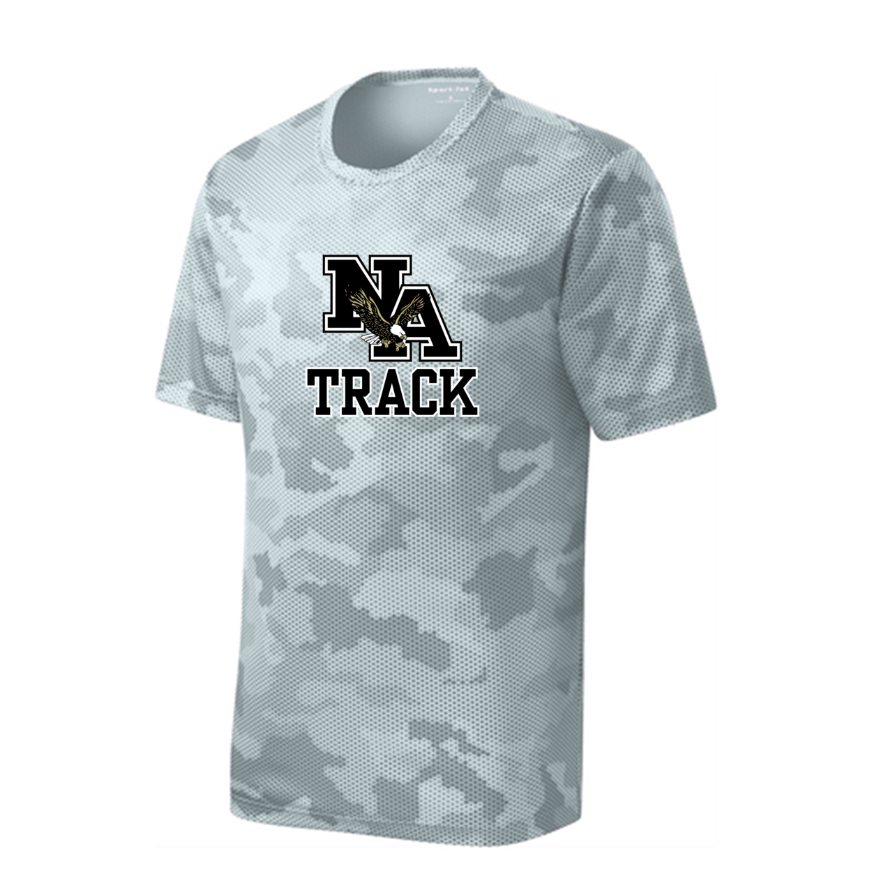 Youth Camo Track Logo Competitor Performance Short Sleeve Graphic Tee - New Albany Eagles