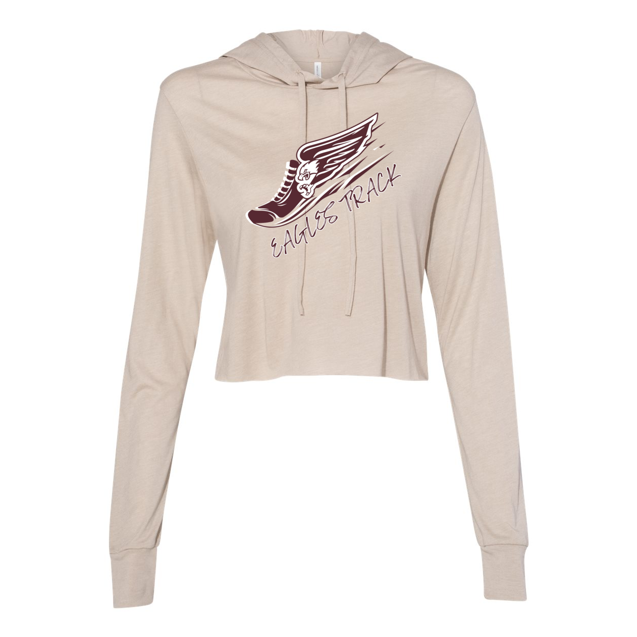 Women’s Super Soft Cropped Track & Field Long Sleeve Hooded Tee - New Albany Eagles