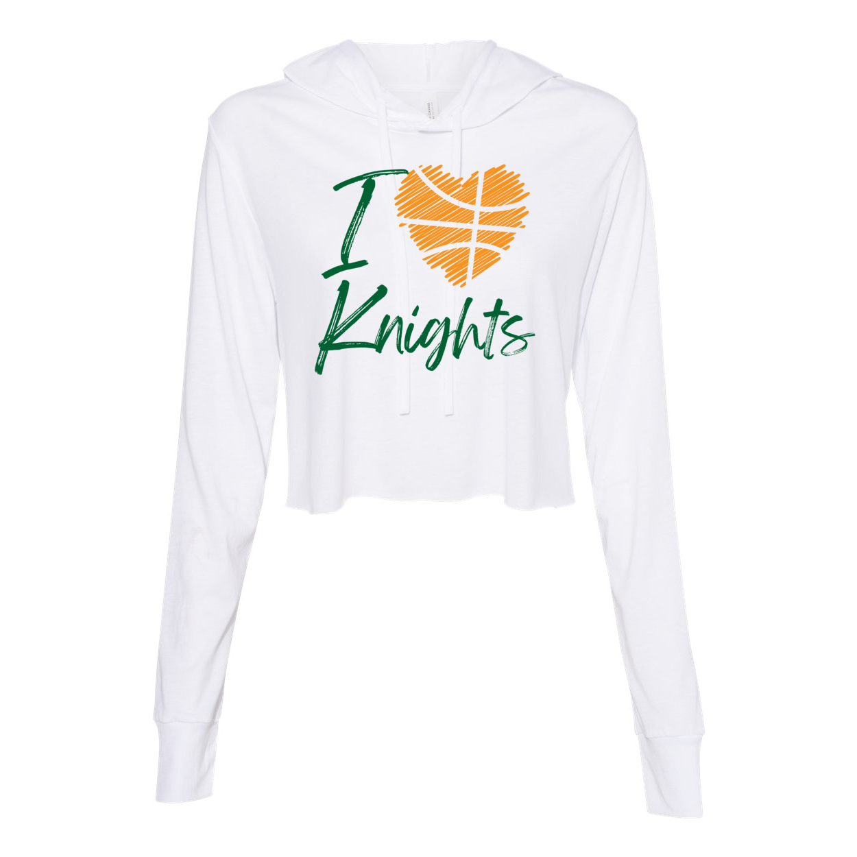 Women’s Super Soft Cropped Basketball Love Long Sleeve Hooded Tee - Nordonia Knights