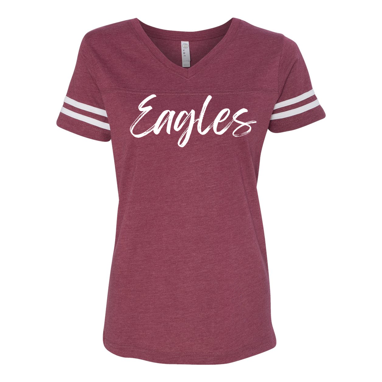 Women's Team Spirit Script Logo Short Sleeve Graphic Football Ringer Tee - New Albany Eagles