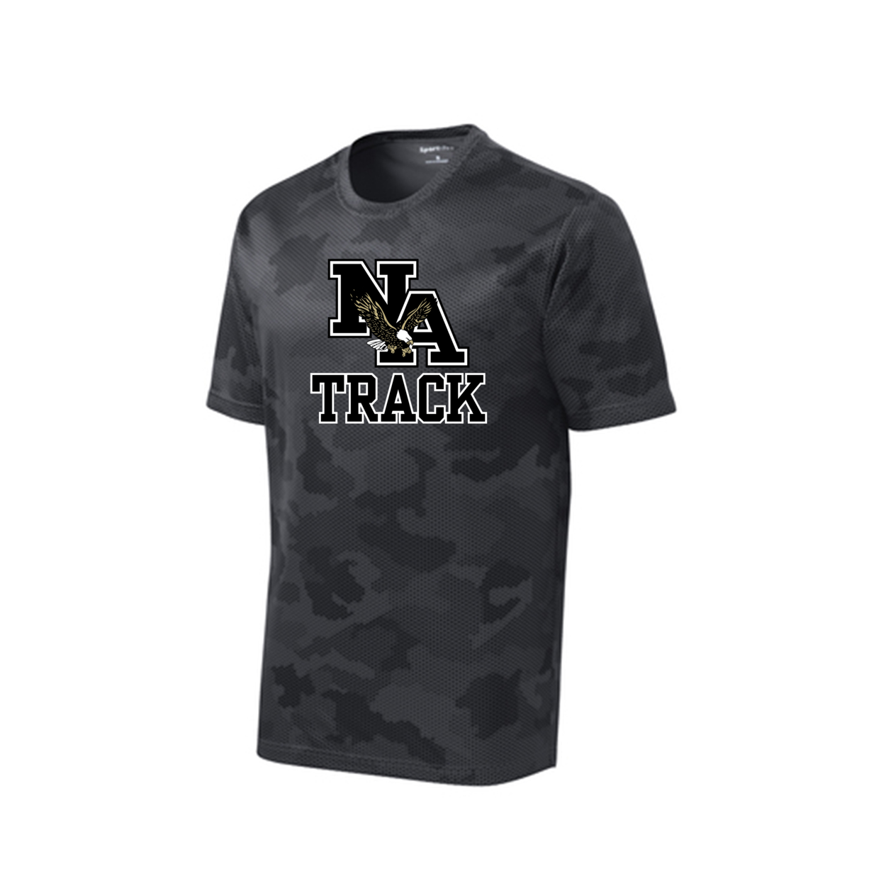 Youth Camo Track Logo Competitor Performance Short Sleeve Graphic Tee - New Albany Eagles