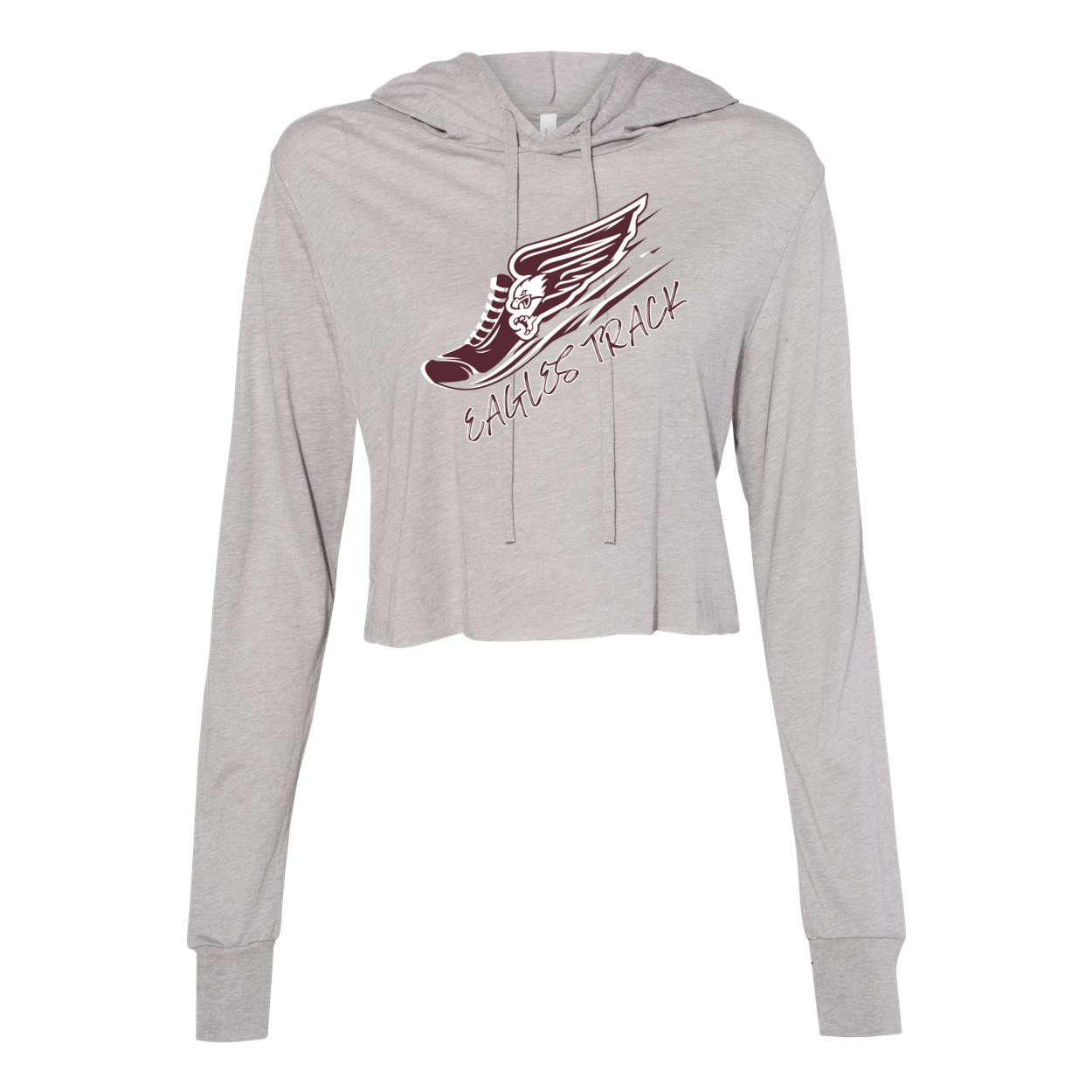 Women’s Super Soft Cropped Track & Field Long Sleeve Hooded Tee - New Albany Eagles